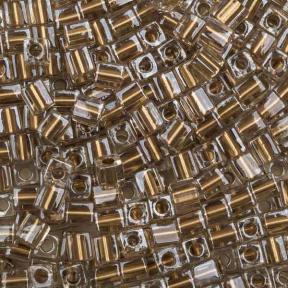 Бисер Miyuki Square Beads 4 мм Окрашенный изнутри сияющее золото/хрусталь