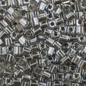Бисер Miyuki Square Beads 4 мм Окрашенный изнутри сияющее олово/хрусталь