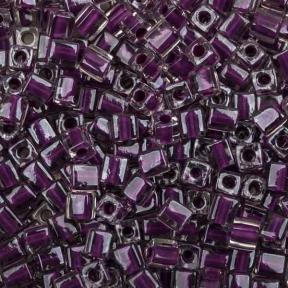 Бисер Miyuki Square Beads 4 мм Окрашенный изнутри пурпурный/хрусталь
