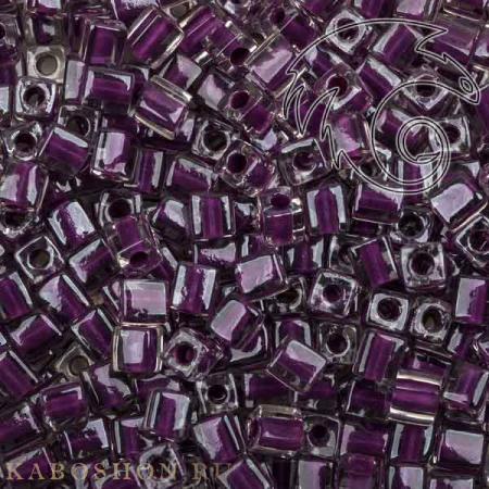 Бисер Miyuki Square Beads 4 мм Окрашенный изнутри пурпурный/хрусталь SB-04-0243