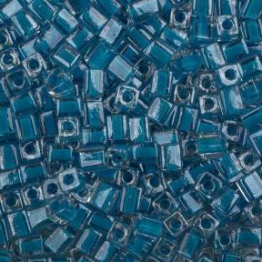 Бисер Miyuki Square Beads 4 мм Окрашенный изнутри бирюзовый/хрусталь