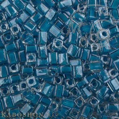 Бисер Miyuki Square Beads 4 мм Окрашенный изнутри бирюзовый/хрусталь SB-04-0247