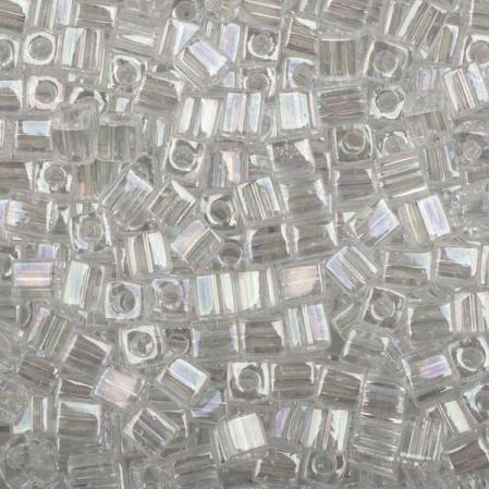 Бисер Miyuki Square Beads 4 мм Радужный прозрачный хрусталь