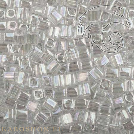 Бисер Miyuki Square Beads 4 мм Радужный прозрачный хрусталь SB-04-0250