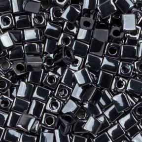 Бисер Miyuki Square Beads 4 мм Металлизированный черная сталь