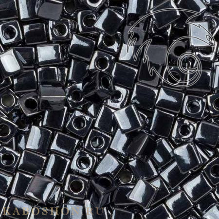 Бисер Miyuki Square Beads 4 мм Металлизированный черная сталь SB-04-0451