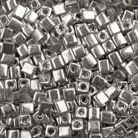 Бисер Miyuki Square Beads 4 мм Гальванизированный серебро