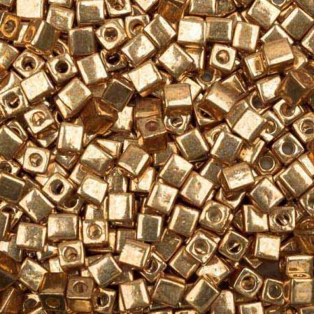 Бисер Miyuki Square Beads 4 мм Гальванизированный желтый