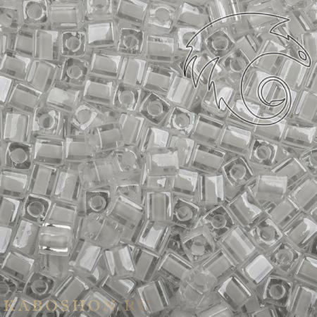 Бисер Miyuki Square Beads 4 мм Окрашенный изнутри белый/хрусталь SB-04-1104