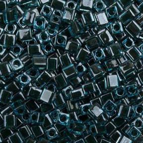 Бисер Miyuki Square Beads 4 мм Окрашенный изнутри черный/голубой