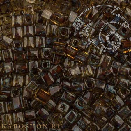 Бисер Miyuki Square Beads 4 мм Пикассо прозрачный шафран SB-04-4501