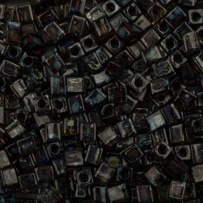 Бисер Miyuki Square Beads 4 мм Пикассо прозрачный темный янтарь