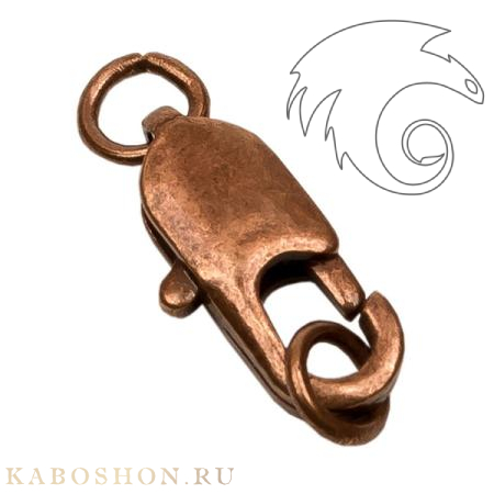 Замок-карабин 12х5 мм с колечками старинная медь (5 шт) 92822
