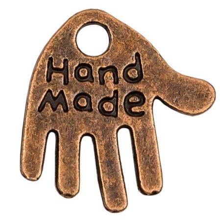 Подвеска ладошка hand made 13х11 мм медь (10 шт)