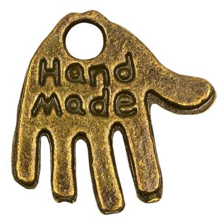 Подвеска ладошка hand made 13х11 мм бронза (10 шт)