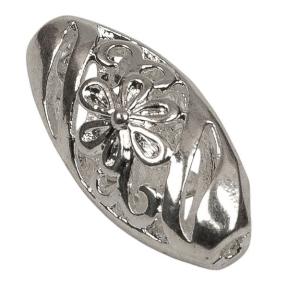 Бусина овальная филигранная "цветок" 15х7 мм посеребренная