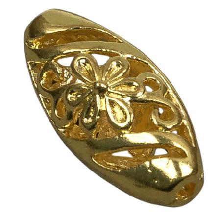 Бусина овальная филигранная "цветок" 15х7 мм позолоченная