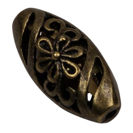 Бусина овальная филигранная "цветок" 15х7 мм старинная бронза