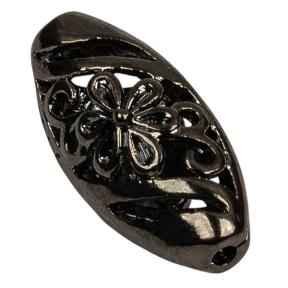 Бусина овальная филигранная "цветок" 15х7 мм черный никель