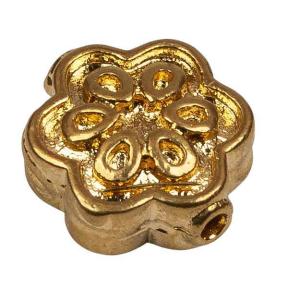 Бусина плоская "цветок" 13 мм позолоченная