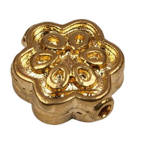 Бусина плоская "цветок" 13 мм позолоченная