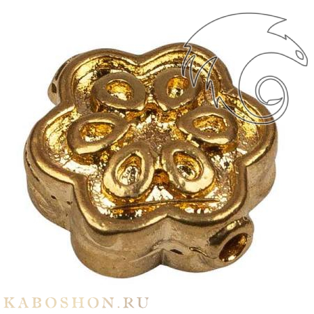 Бусина плоская "цветок" 13 мм позолоченная 89051