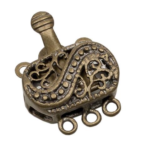 Замок филигранный на 3 нити старинная бронза