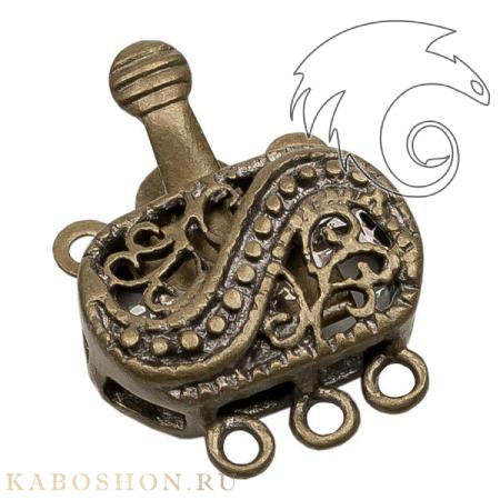 Замок филигранный на 3 нити старинная бронза 92053