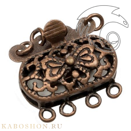 Замок филигранный на 4 нити старинная медь 92062