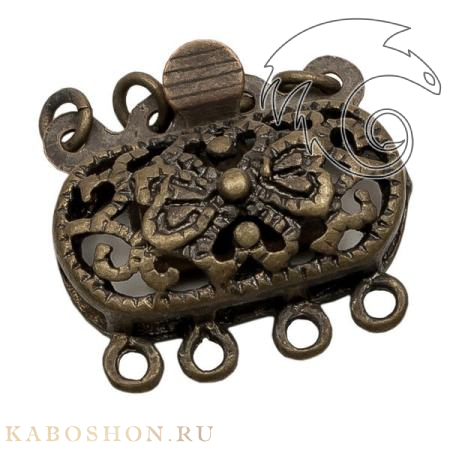 Замок филигранный на 4 нити старинная бронза 92063
