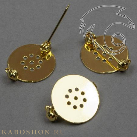 Основа для броши круглая с перфорацией 18 мм золото 98111-gold
