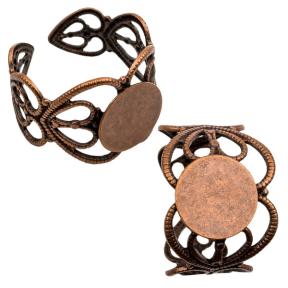 Основа для кольца филигранная 14 мм старинная медь