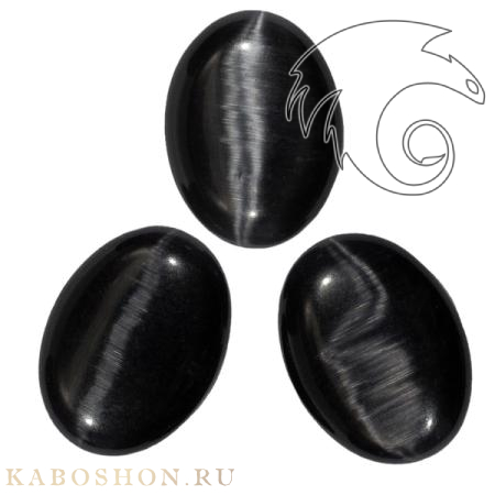 Кошачий глаз (стекло) 20х15 мм черный 101156