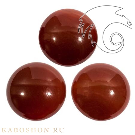 Сердолик красный круглый 25 мм 505225