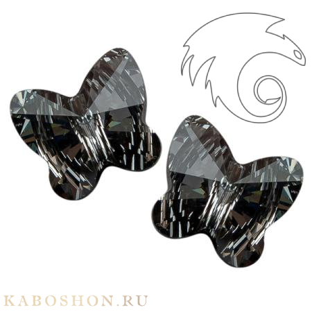 Swarovski Butterfly Bead 10 мм Crystal Silver Night 5754-10-001-SINI